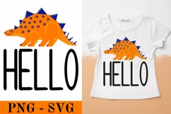 Hello svg. Dinosaur SVG. Kids Sublimation PNG Product Image 1