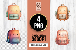 Cute Smiling Backpack Watercolor Clipart Sublimation PNG Product Image 1
