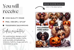 Halloween Clipart, Cute afro girl,kids Halloween clipart PNG Product Image 2