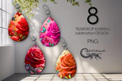 Watercolor Rose | 8 Teardrop earring sublimation designs Product Image 1