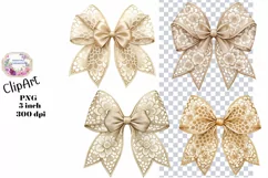 Bows, Gold, Cream, Ephemera, PNG, Flower, Clipart Product Image 1