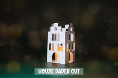 3D Paper House Lantern Template, Layered Paper Cut Christmas Product Image 1