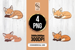 Sleeping Baby Fox Clipart Sublimation PNG Product Image 1
