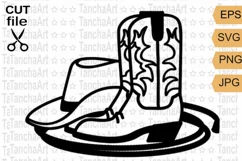 Cowboy boots svg, Cowboy hat cut file, Rodeo svg, png cricut Product Image 1