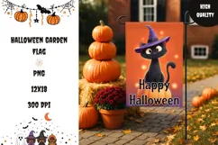 Welcome Garden Flag, Happy Halloween Garden Flag Template Product Image 1