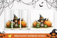 Watercolor Halloween Tumbler, Halloween Witch Tumbler Design Product Image 1