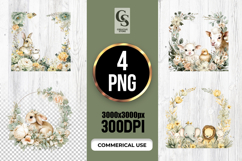 Cute Farm Baby Animals Frame Clipart PNG Product Image 1