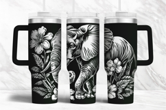 40oz Tumbler laser svg Elephant and Flowers wrap Product Image 1
