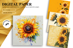 Sunflower Background Wallpaper Digital Paper Wall Art Product Image 1