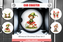 Whimsical Christmas Elves Car Coaster Product Image 1
