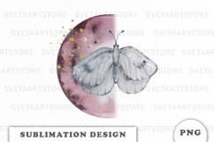 Watercolor Moon with Butterfly png Product Image 1