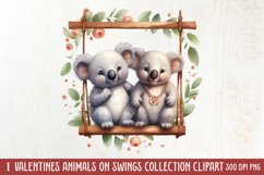 Valentines Day Animals on Swings Clipart Product Image 1