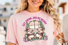 Christmas Pig Wine Drink PNG Sublimation Product Image 12