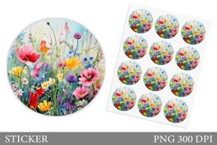 Flowers Sticker Design. Wildflowers Sticker Template Product Image 1
