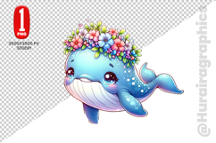Cute Whale Clipart - PNG File Product Image 2