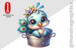 Cute Peacock Clipart - PNG File Product Image 1