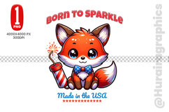 Born to Sparkle Patriotic Fox Made in the USA Clipart Product Image 1