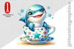 Cute Shark Clipart - PNG File Product Image 1