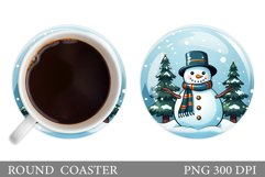 Snowman Round Coaster. Cute Snowman Coaster Sublimation Product Image 1