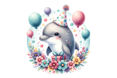 Cute Dolphin Clipart - PNG File Product Image 1