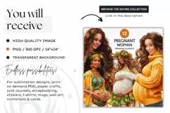 Pregnant woman clipart, Watercolor Mother's day Clipart Product Image 3