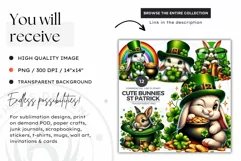 St Patricks Day Bunny Clipart, pot of gold ,shamrock, rabbit Product Image 2