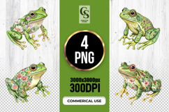 Watercolor Floral Tree Frog Clipart Sublimation PNG Product Image 1