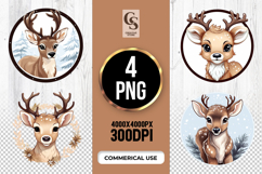 Cute Deer Clipart Sublimation PNG Product Image 1