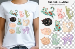 Cats with flowers png design for T-shirts Product Image 1