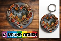 Summer Floral Heartwood Circle Design Sublimation Keychanin Product Image 1