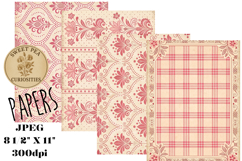 Pink, Mixed Media, Paper, Shabby Chic, Papers, Junk Journal Product Image 1