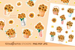 Sunflowers Stickers | Printable Watercolor flowers stickers Product Image 1