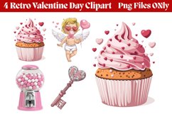 Retro Valentine Day Clipart PNG Product Image 1