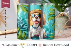 Summer Dog Tumbler Wrap Design, Corgi Tumbler Sublimation Product Image 1