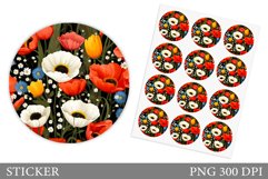 Flowers Sticker Design. Round Sticker Flowers Product Image 1