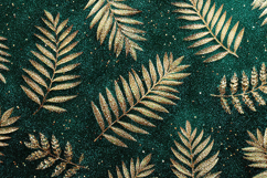 Gold Glitter Palm Leaves Pattern | Emerald Green Texture Product Image 1