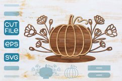 Floral Pumpkin Laser cut SVG, Autumn Pumpkin SVG Product Image 1