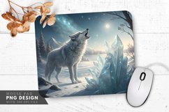 Winter&#039;s Howl Wolf in a Crystal Forest Mouse Pad PNG Design Product Image 1
