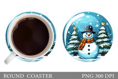 Cute Snowman Coaster. Snowman Round Coaster Sublimation Product Image 1