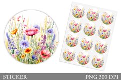 Flowers Sticker Design. Wildflowers Sticker Template Product Image 1