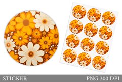 Floral Sticker Design. Flowers Sticker Template Product Image 1