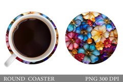Flowers Coaster Design. Flowers Round Coaster Sublimation Product Image 1
