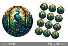 Peacock Sticker Design. 3D Peacock Sticker Template Product Image 1