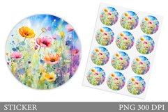 Wildflowers Sticker Design. Floral Sticker Template Product Image 1