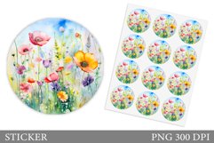 Wildflowers Sticker Template. Flowers Sticker Design Product Image 1