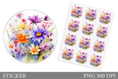 Wildflowers Sticker Design. Summer Sticker Template Product Image 1