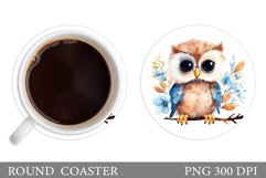 Owl Coaster Design. Cute Owl Coaster Sublimation Product Image 1