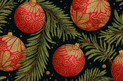 Red and gold Christmas ornaments on a black background Product Image 1