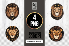 Watercolor Leo Lion Clipart PNG Product Image 1
