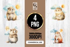 Watercolor Prairie Dog Sun Clipart Sublimation PNG Product Image 1